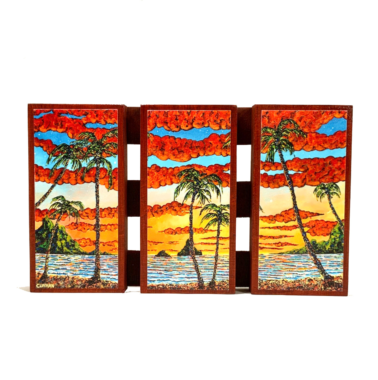 The Bay at Sunset (Triptych) on Wood Panel (Limited Edition)