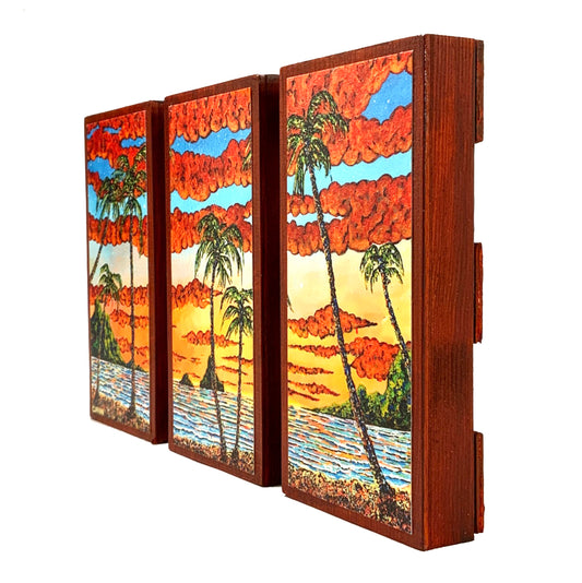 The Bay at Sunset (Triptych) on Wood Panel (Limited Edition)