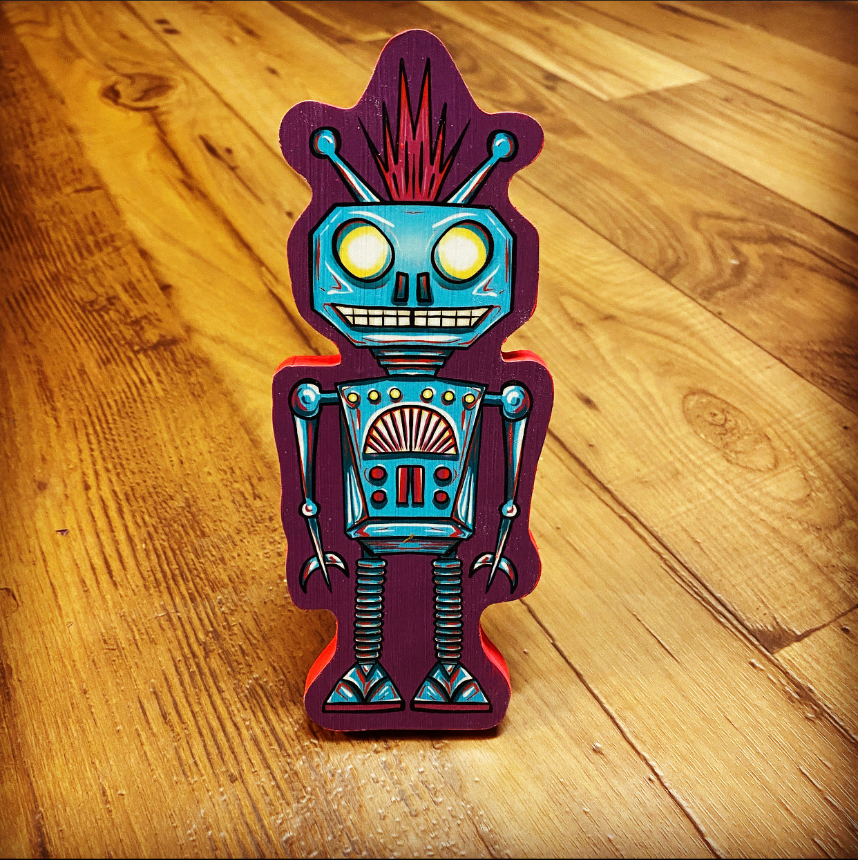 Robot Print on wood - Daniel Curran Art