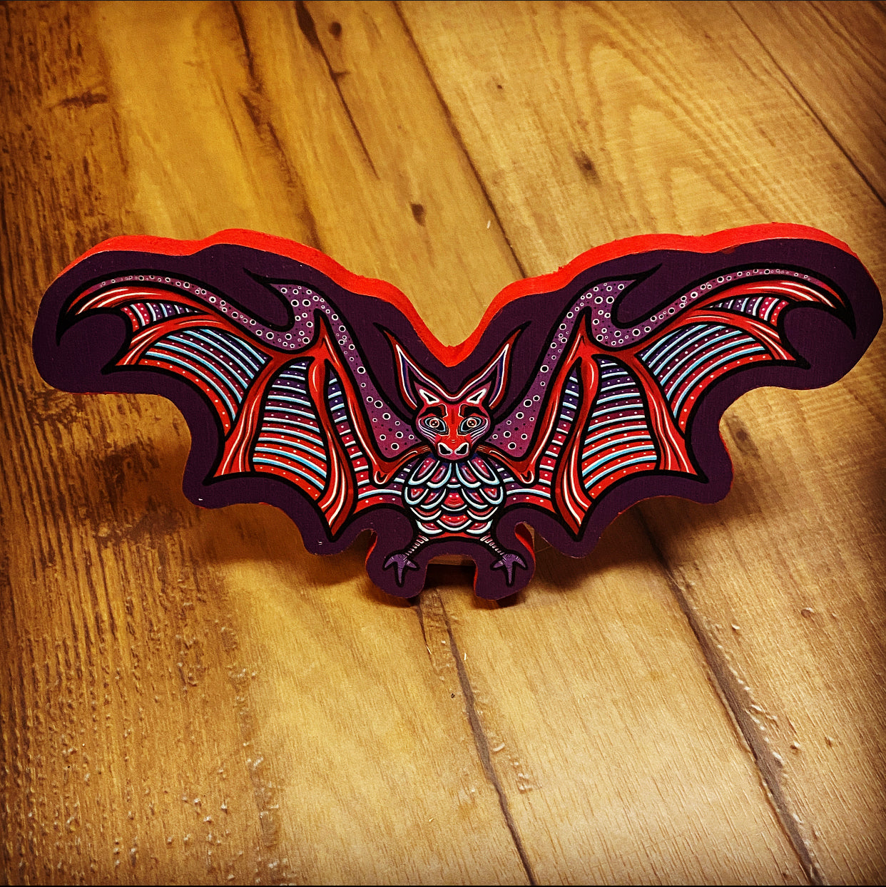 Bat Print on Wood - Daniel Curran Art