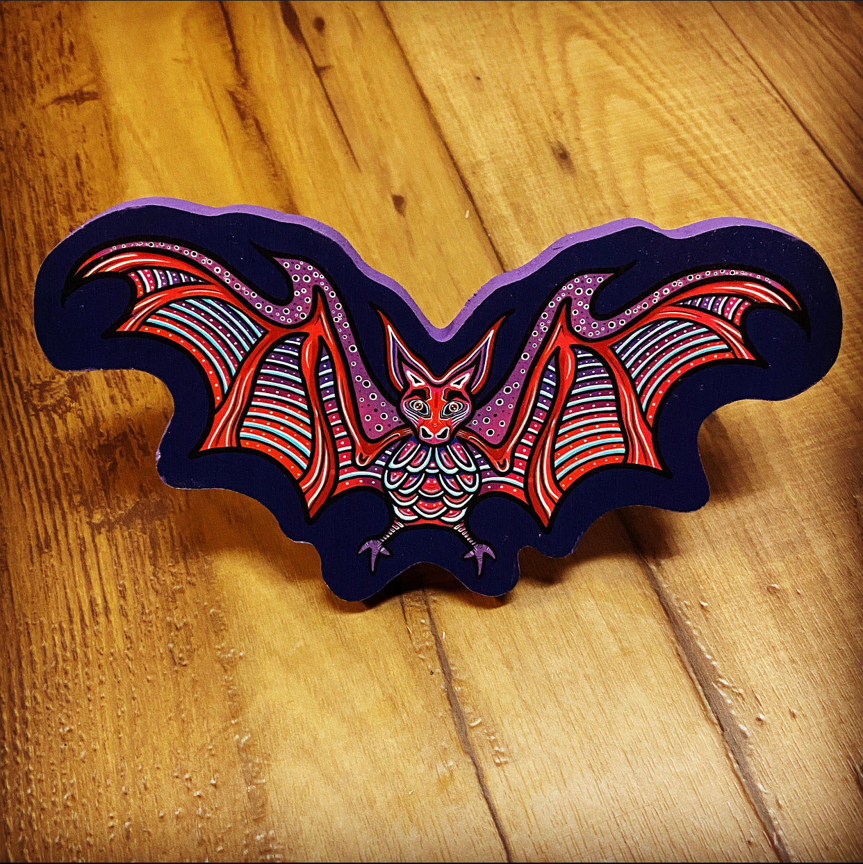 Bat Print on Wood - Daniel Curran Art