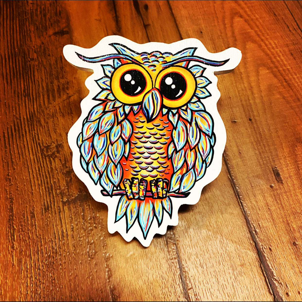 Original Owl Print on wood - Daniel Curran Art