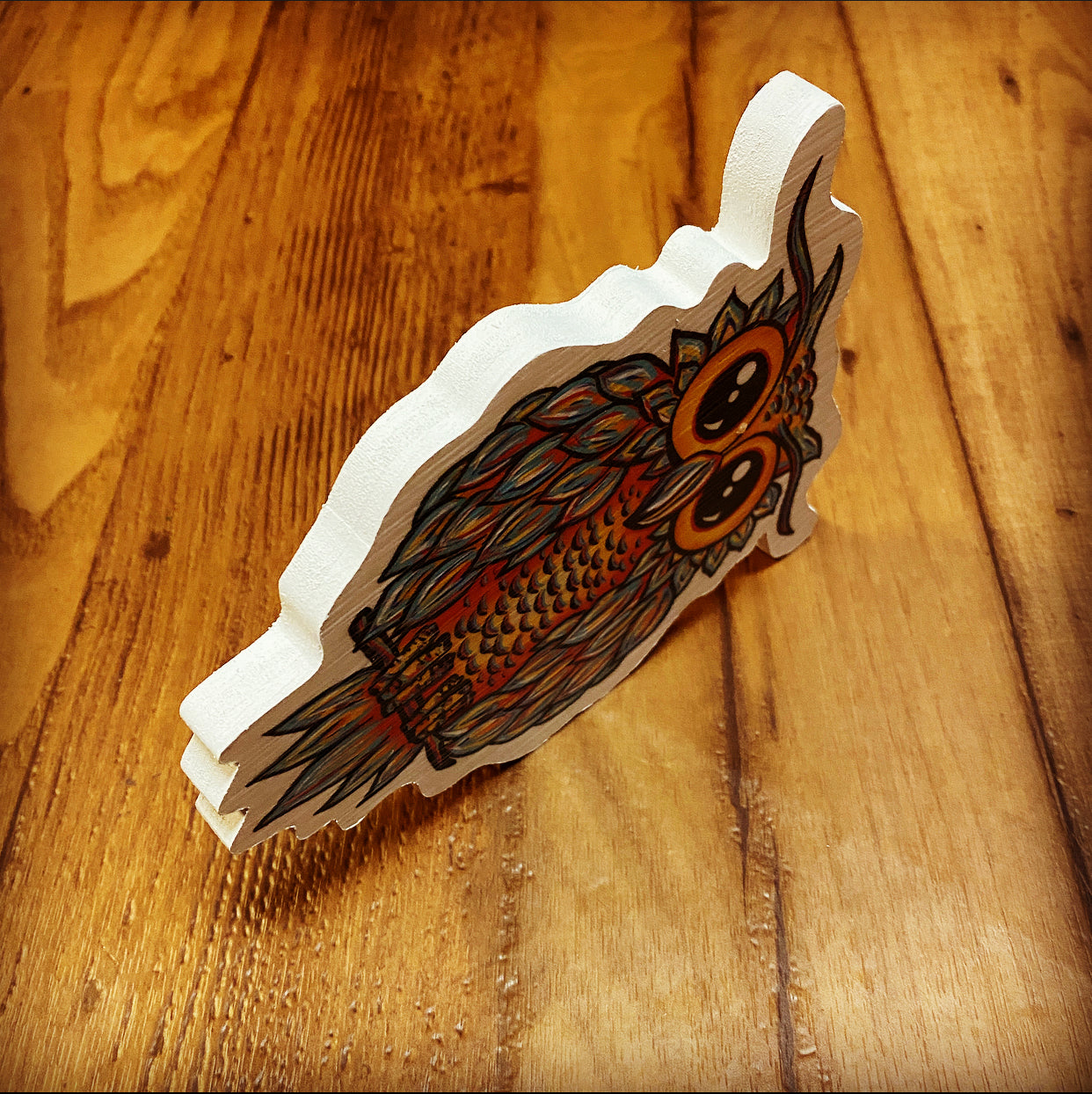 Original Owl Print on wood - Daniel Curran Art